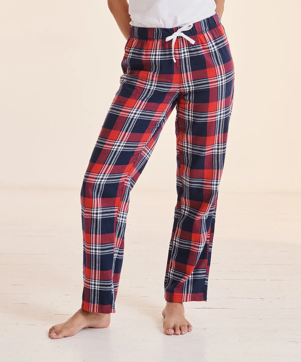 Red/Navy Check - Women's tartan lounge pants