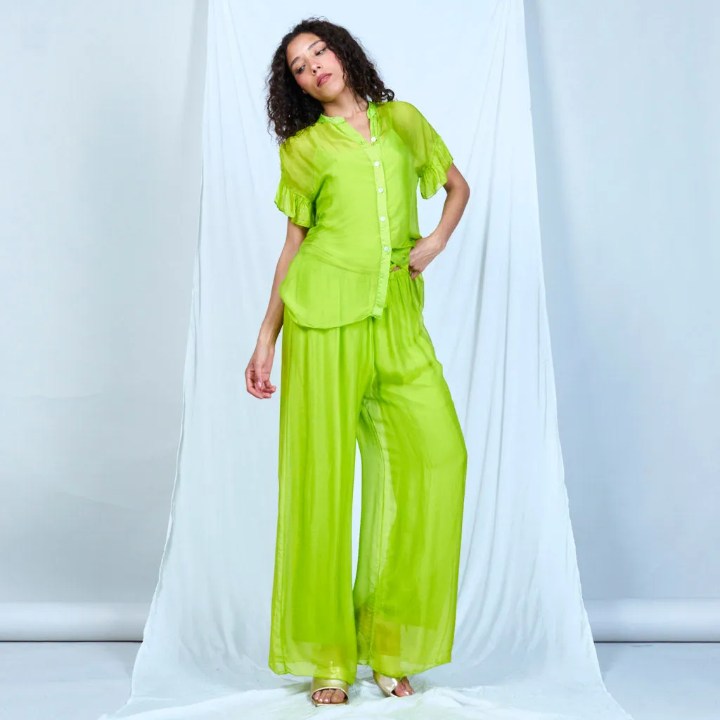 Silk chiffon sleek charcoal drawstring palazzo pants wholesale