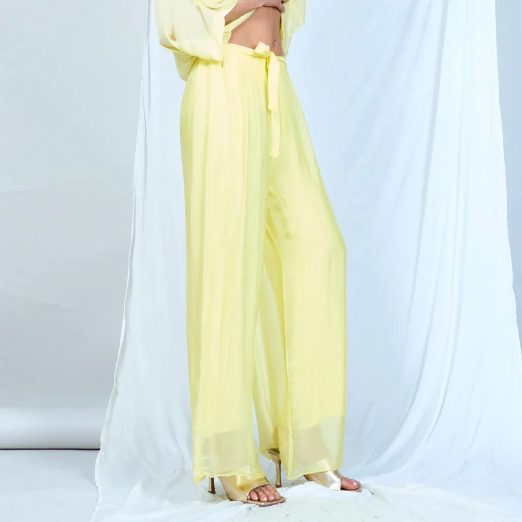 Silk chiffon sleek charcoal drawstring palazzo pants wholesale