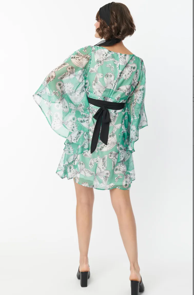 Social Climber Moth Print Caftan Dress - FINALSALE