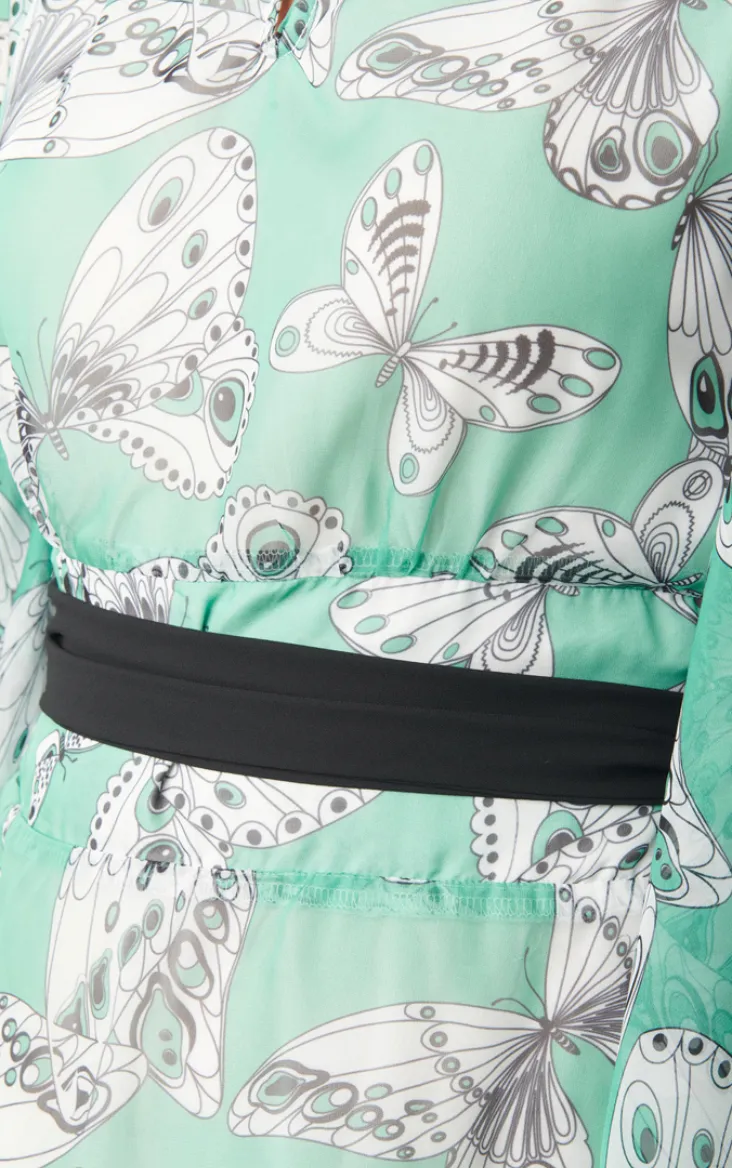 Social Climber Moth Print Caftan Dress - FINALSALE