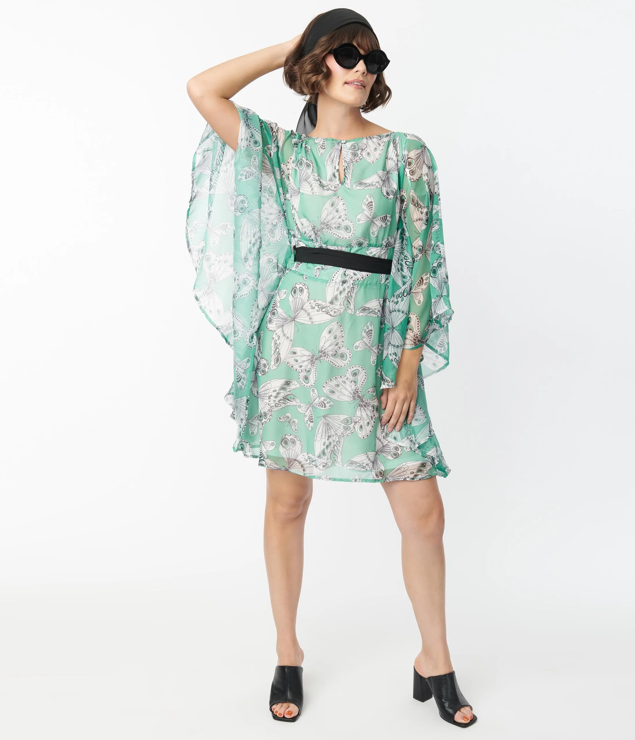 Social Climber Moth Print Caftan Dress - FINALSALE