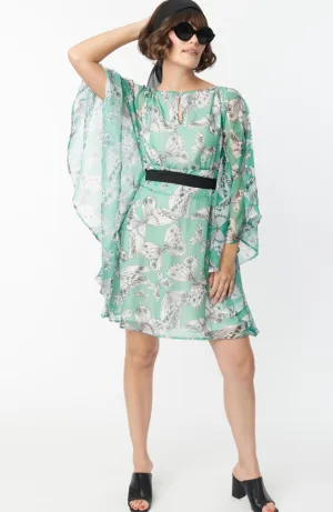 Social Climber Moth Print Caftan Dress - FINALSALE