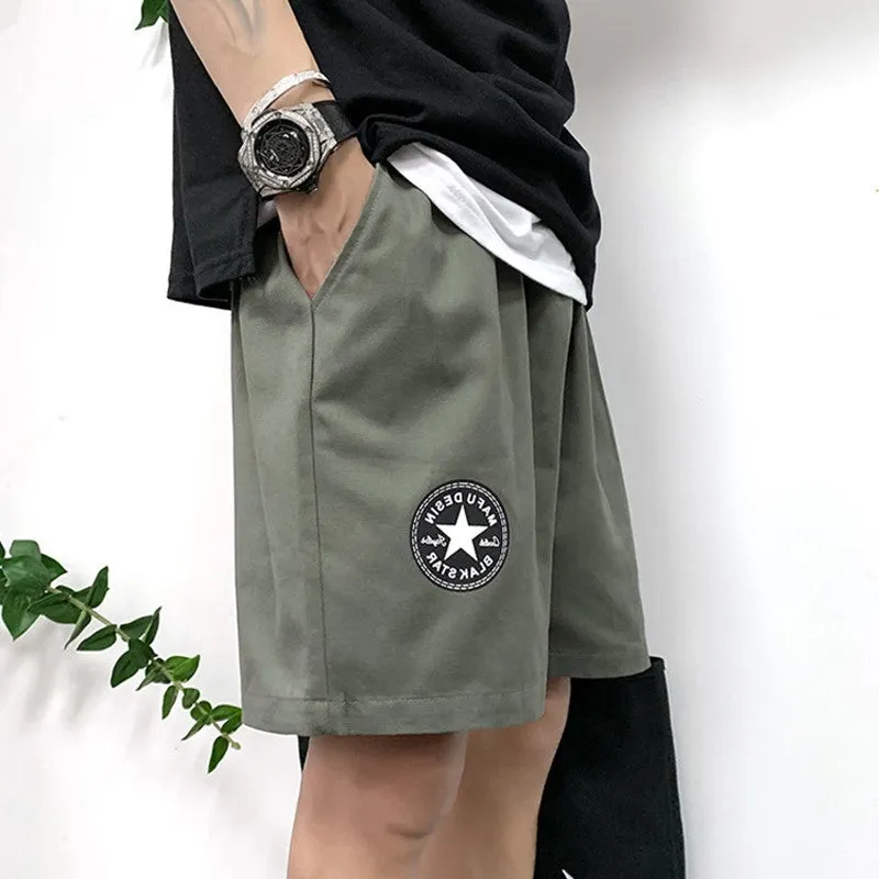 Summer Hong Kong Casual Shorts Men Korean Trendy Label Loose Cargo knee length Shorts