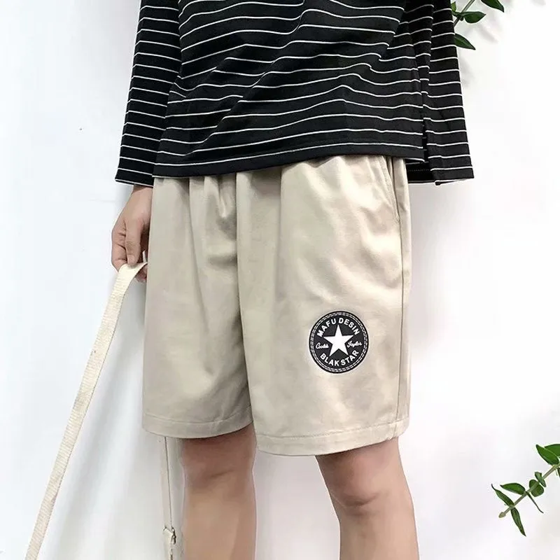 Summer Hong Kong Casual Shorts Men Korean Trendy Label Loose Cargo knee length Shorts