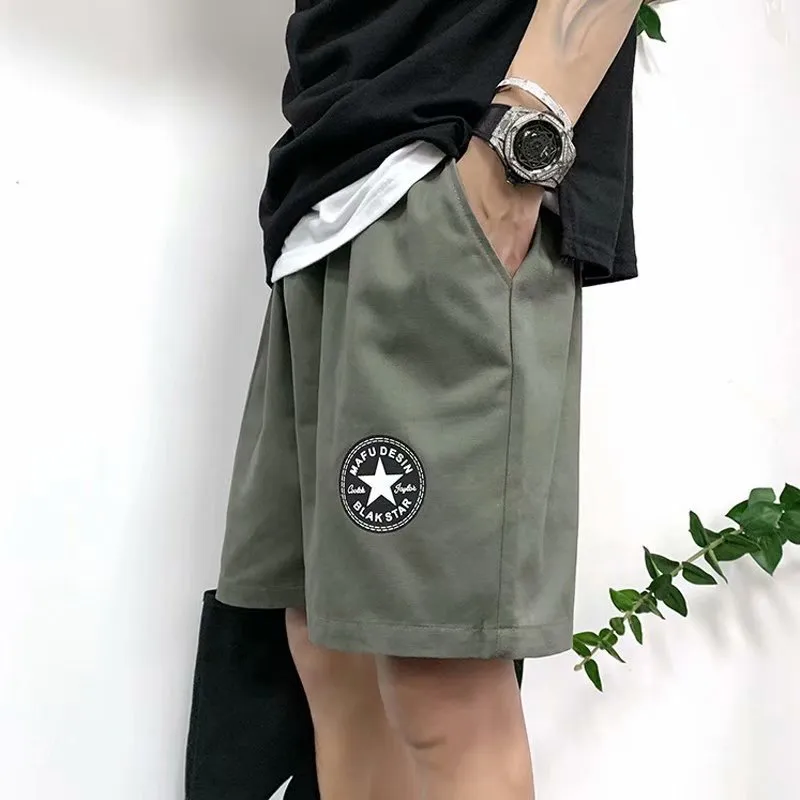 Summer Hong Kong Casual Shorts Men Korean Trendy Label Loose Cargo knee length Shorts