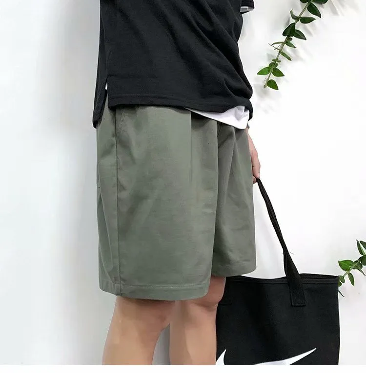 Summer Hong Kong Casual Shorts Men Korean Trendy Label Loose Cargo knee length Shorts