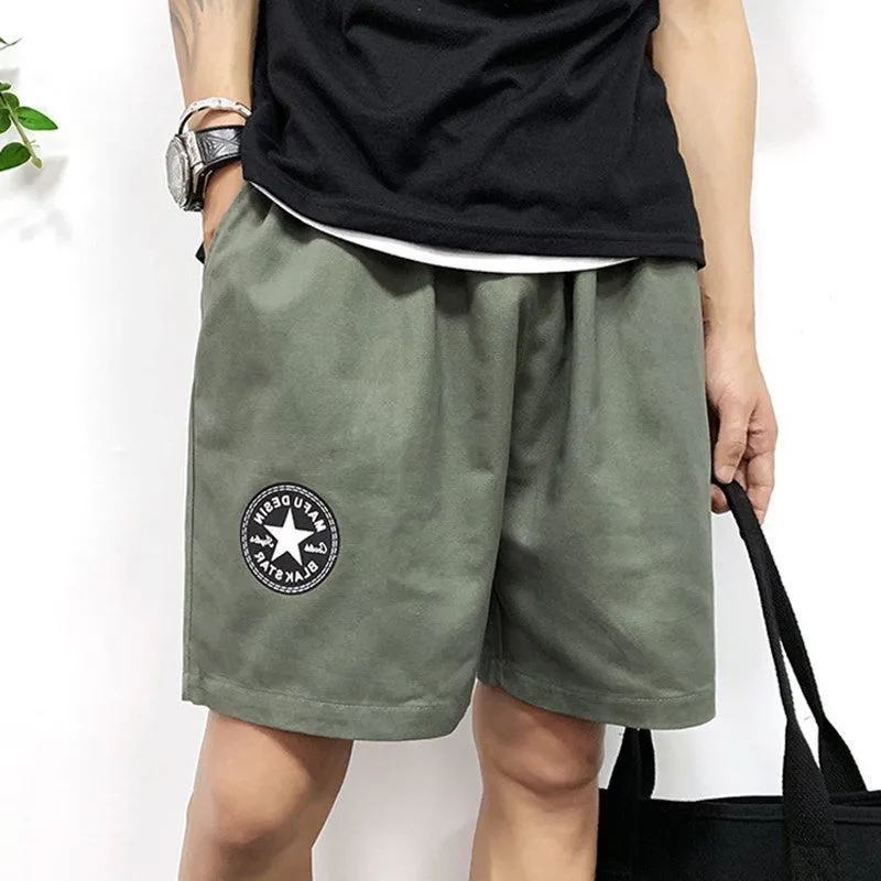 Summer Hong Kong Casual Shorts Men Korean Trendy Label Loose Cargo knee length Shorts