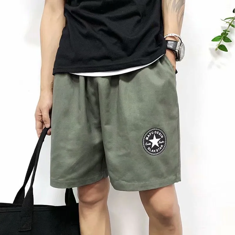 Summer Hong Kong Casual Shorts Men Korean Trendy Label Loose Cargo knee length Shorts