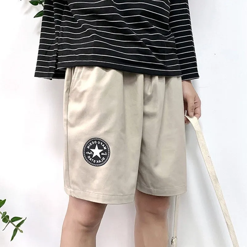 Summer Hong Kong Casual Shorts Men Korean Trendy Label Loose Cargo knee length Shorts