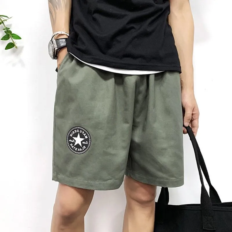 Summer Hong Kong Casual Shorts Men Korean Trendy Label Loose Cargo knee length Shorts