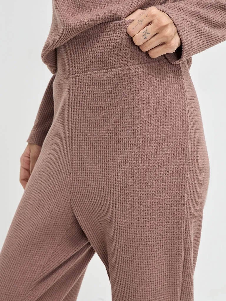 Superstar Brown Waffle-Textured High-Rise Pants