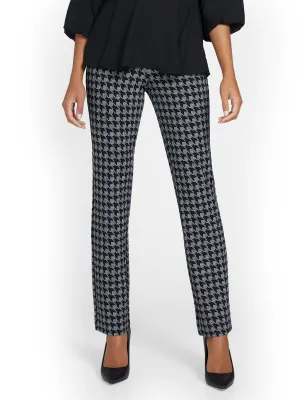 Tall Pull-On Houndstooth Straight-Leg Ponte Pant - Superflex