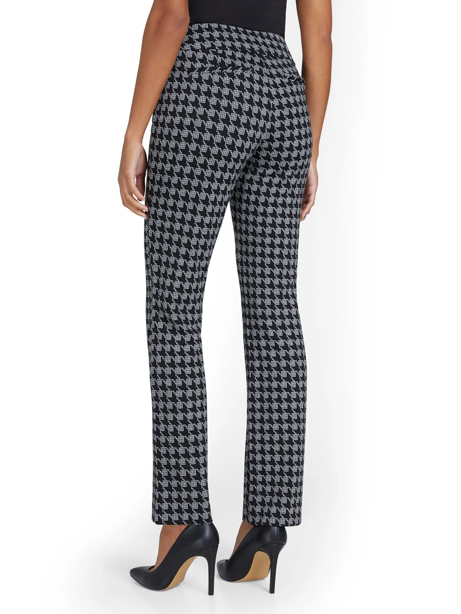 Tall Pull-On Houndstooth Straight-Leg Ponte Pant - Superflex