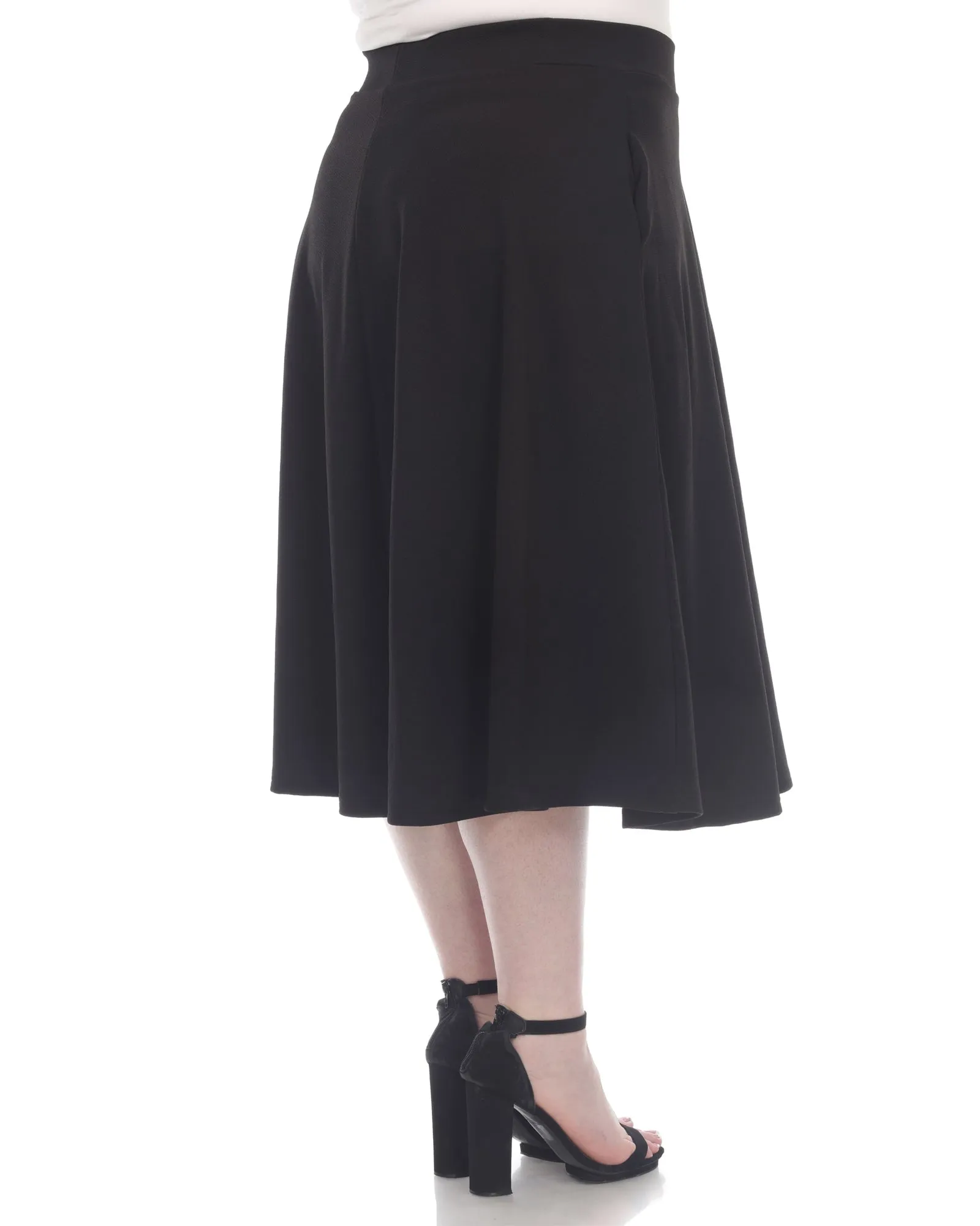 Tasmin Flare Midi Skirt | Black