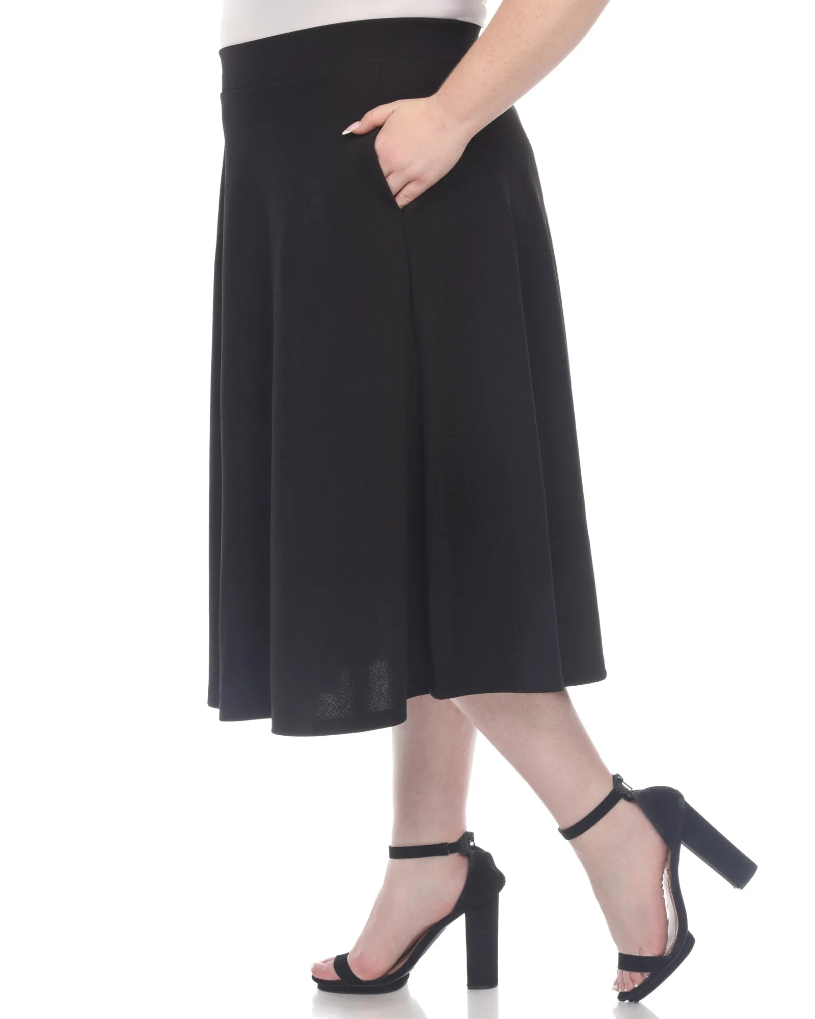 Tasmin Flare Midi Skirt | Black