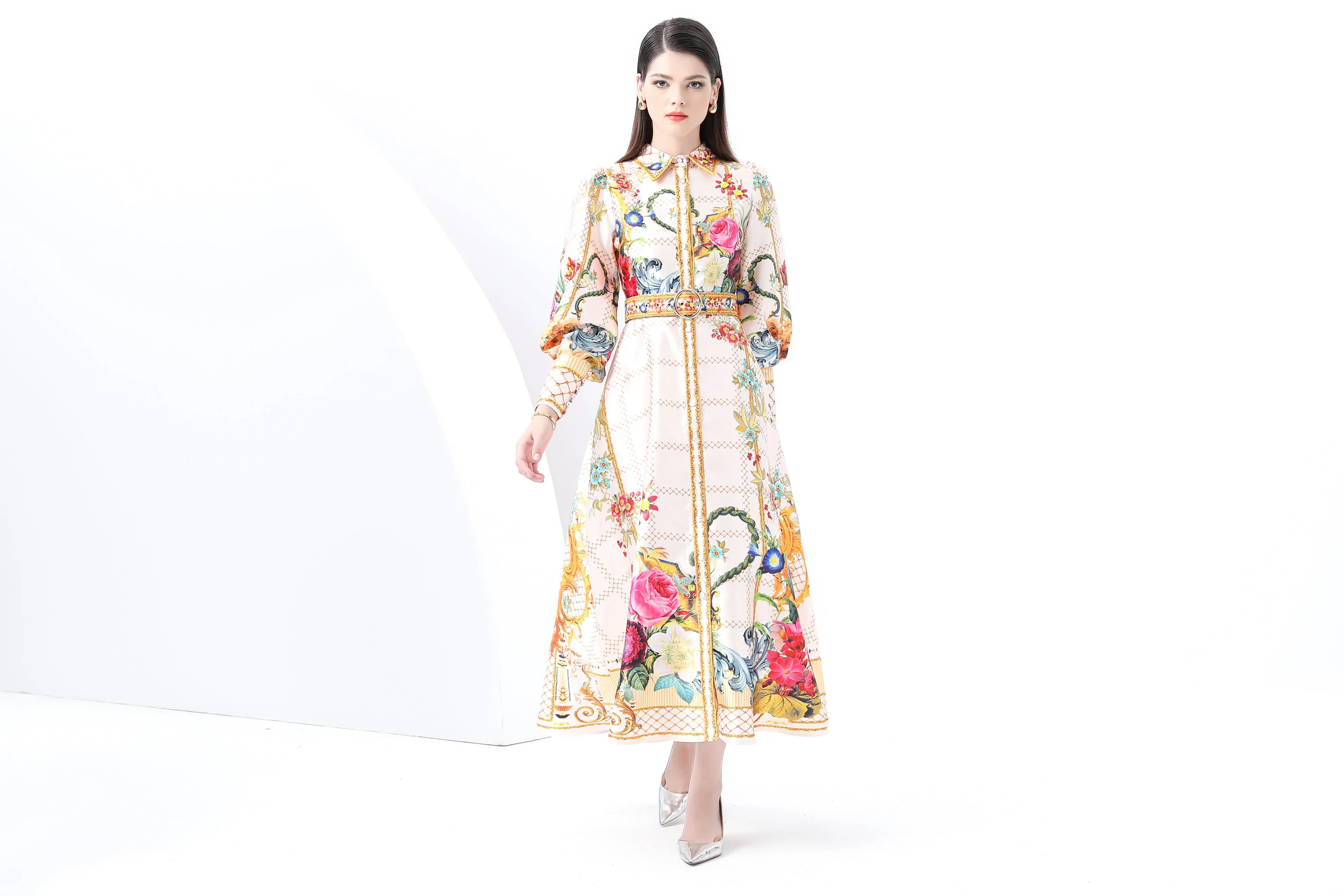 Women's Floral Print Flowy Split Maxi Dress