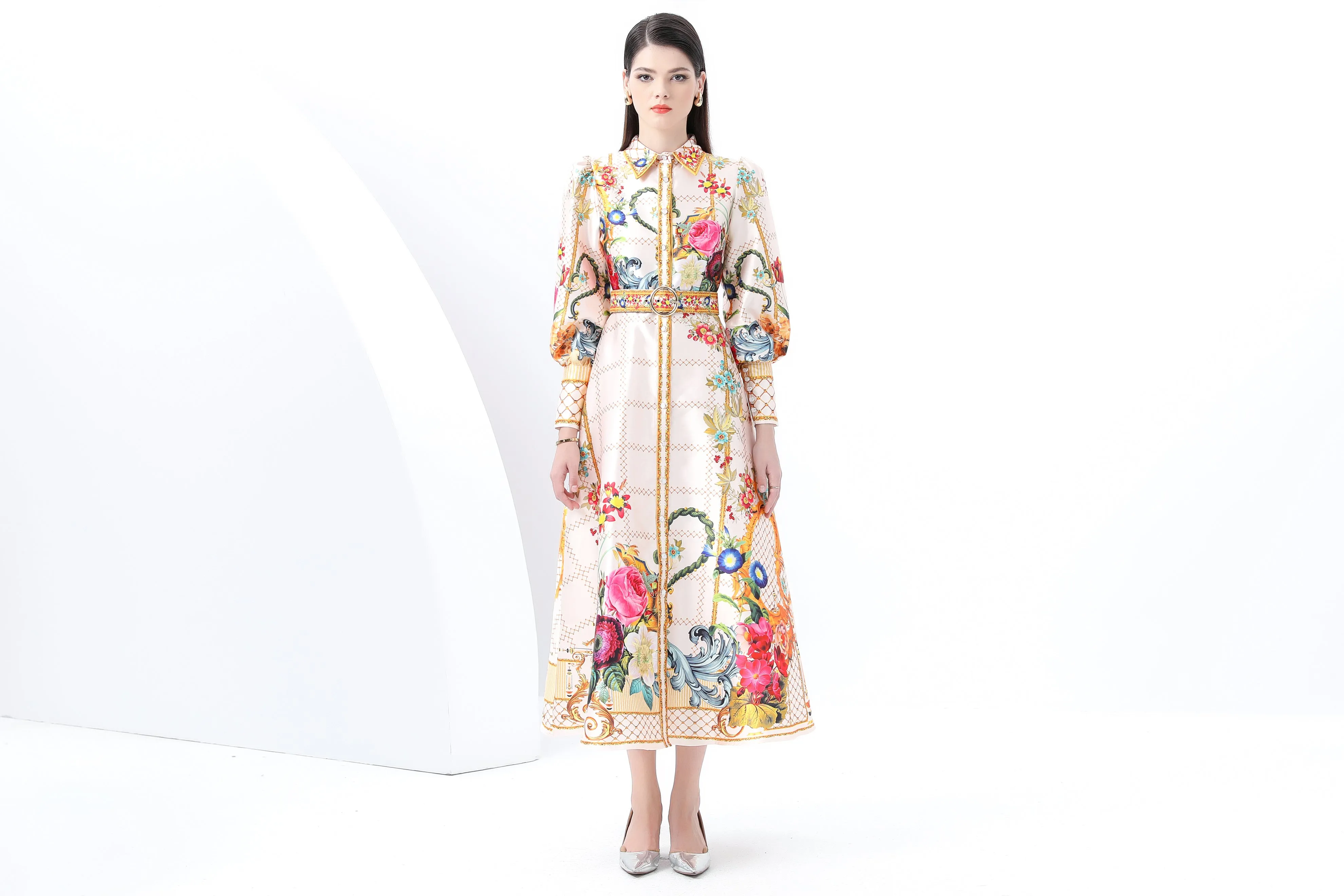 Women's Floral Print Flowy Split Maxi Dress