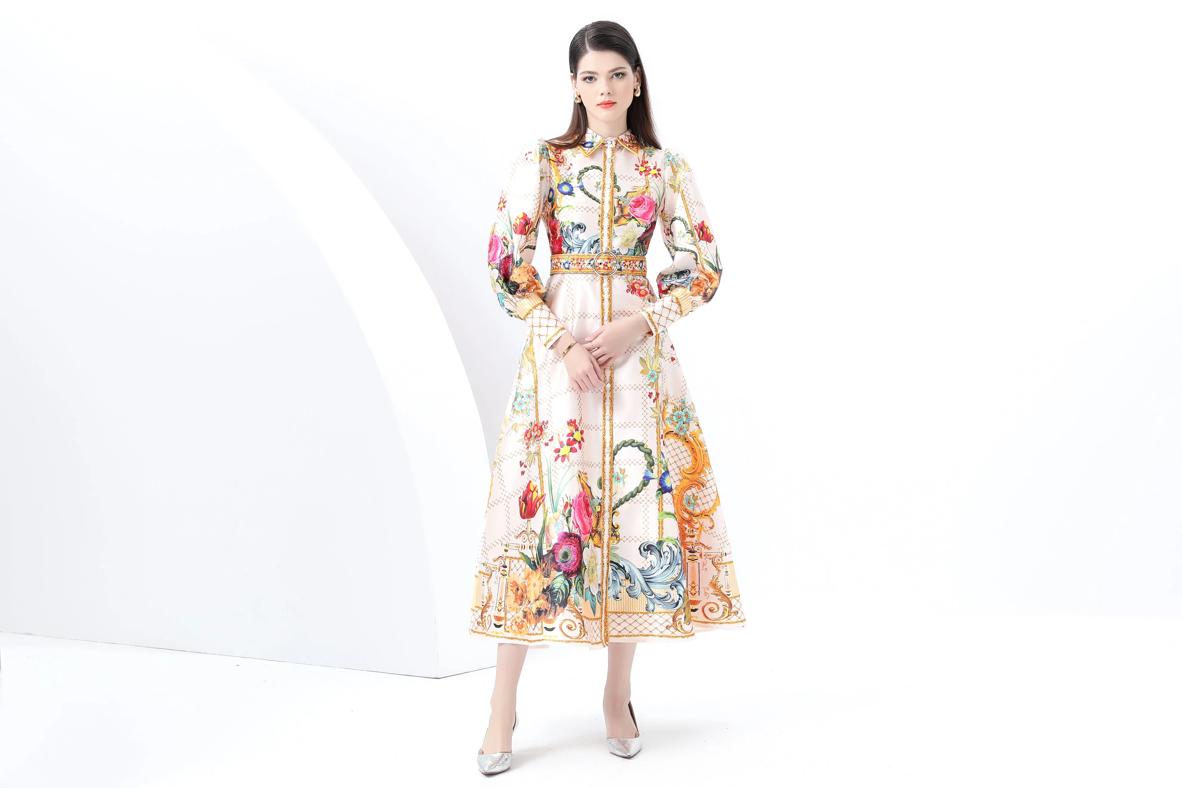 Women's Floral Print Flowy Split Maxi Dress